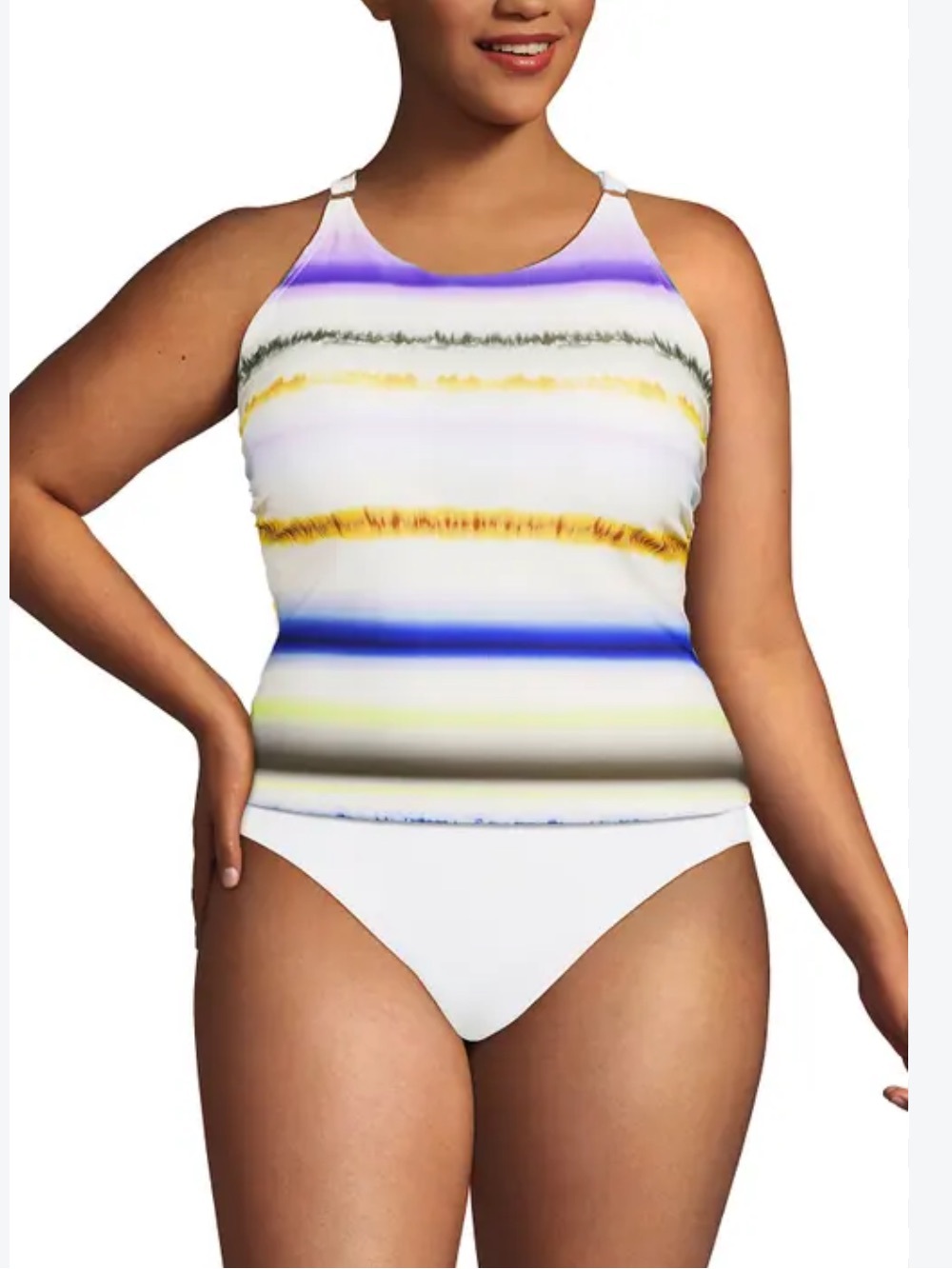 NWT LANDS' END Tugless High Neck Strappy Back
Tankini Swimsuit Top Egret White
